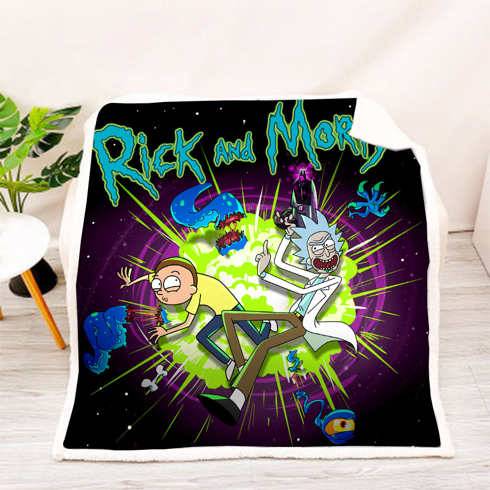 Custom Name Rick and Morty Blanket - Personalized Gift for Home Decor and Christmas