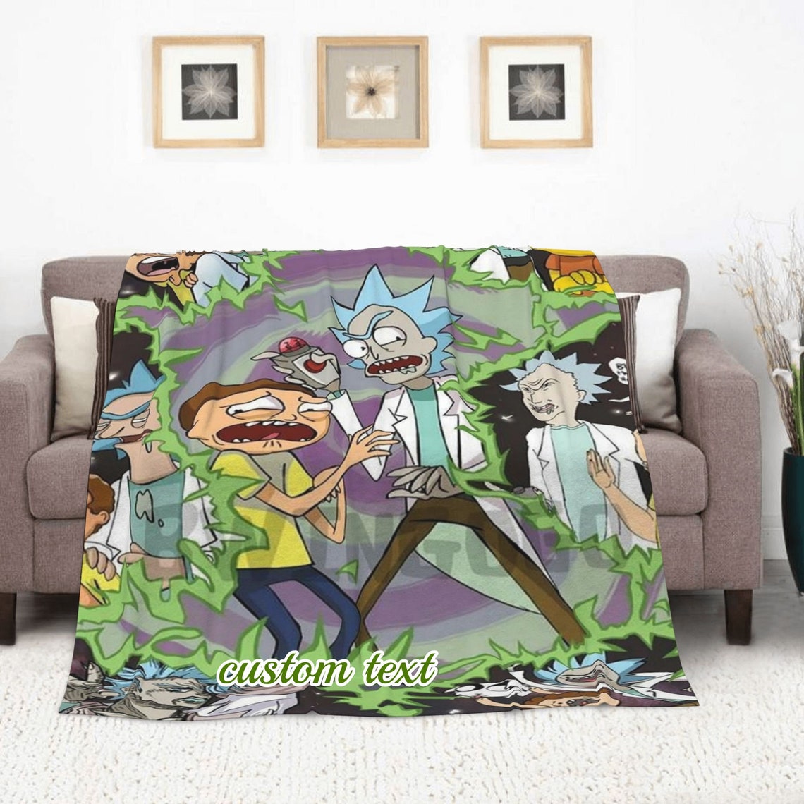 Custom Name Rick and Morty Blanket - Personalized Gift for Home Decor and Christmas