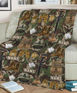 Custom Name Veteran Mink Blanket, Gift For Dad Fleece Blanket, Veteran of the United States Army, Father's Day Gift, Memorial Day Gift