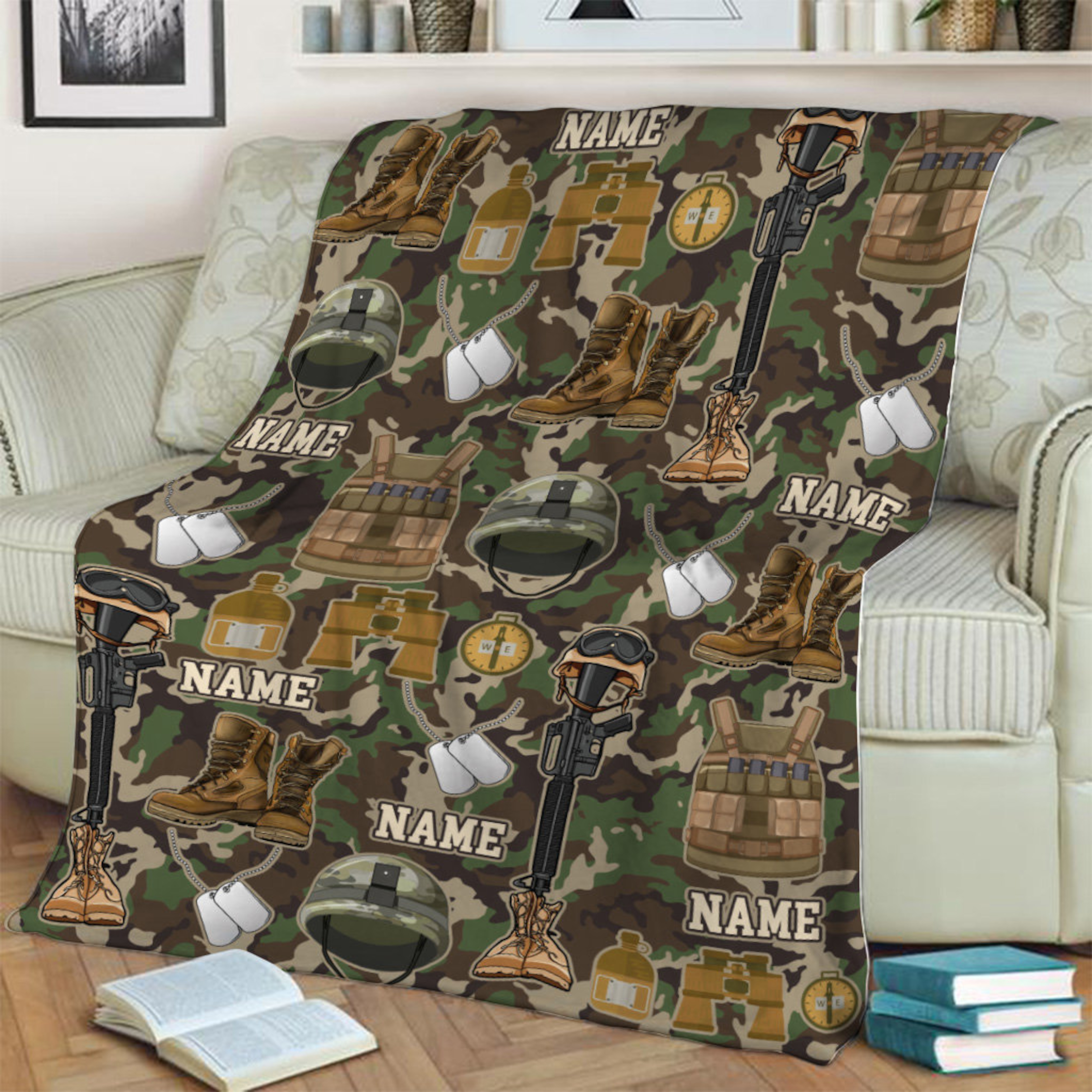 Custom Name Veteran Mink Blanket, Gift For Dad Fleece Blanket, Veteran of the United States Army, Father's Day Gift, Memorial Day Gift