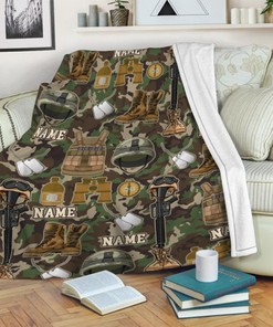 Custom Name Veteran Mink Blanket, Gift For Dad Fleece Blanket, Veteran of the United States Army, Father's Day Gift, Memorial Day Gift