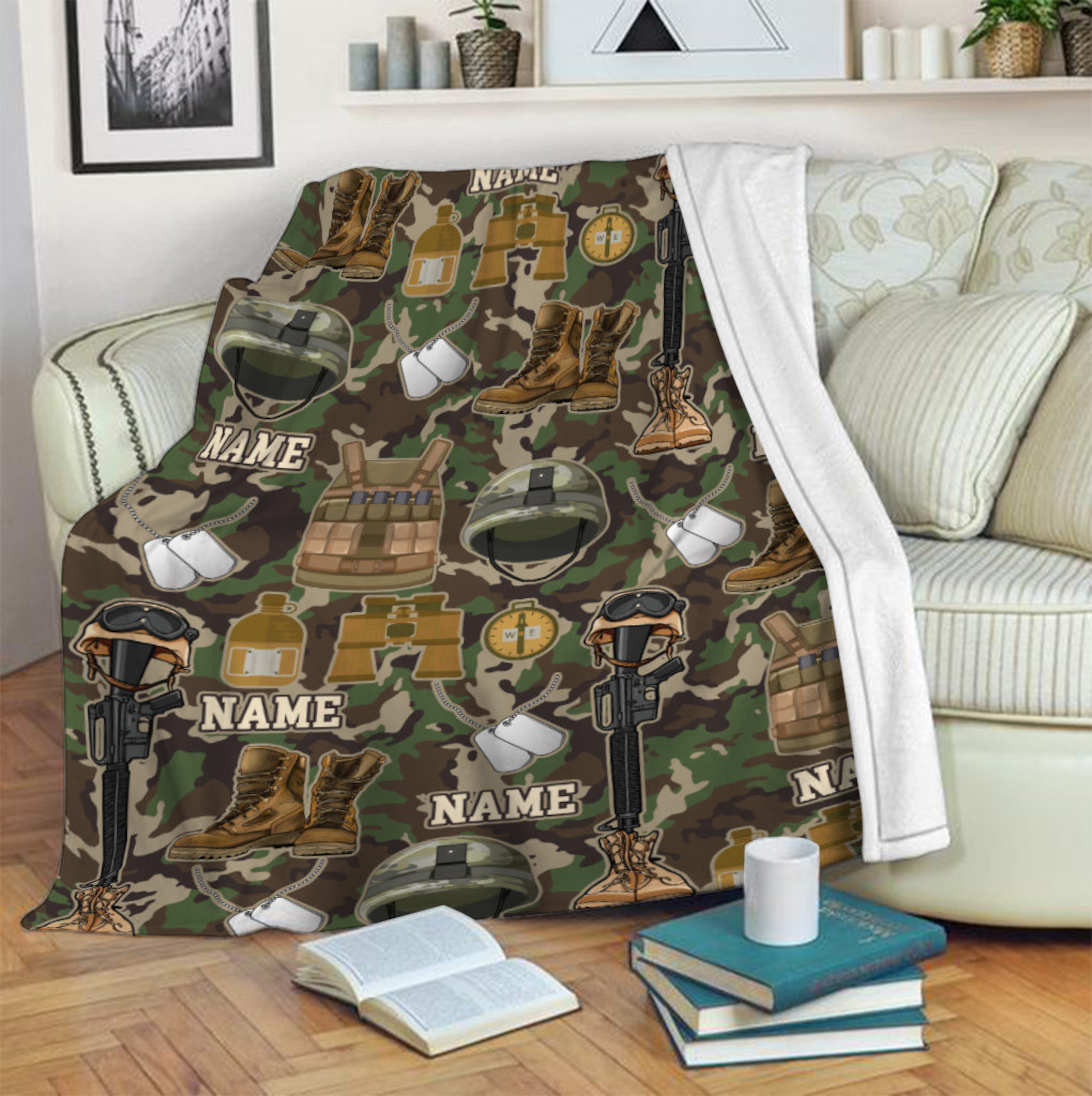 Custom Name Veteran Mink Blanket, Gift For Dad Fleece Blanket, Veteran of the United States Army, Father's Day Gift, Memorial Day Gift