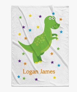 Customized Dinosaur Fleece Sherpa Blanket