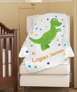 Customized Dinosaur Fleece Sherpa Blanket