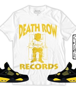Death Row Street 90s Unisex Sneaker Shirt Match 2023 Gold Thunder 4s Tee, Jordan Retro 4 Thunder T-Shirt, Hoodie, Sweatshirt