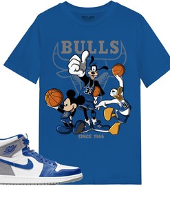 Disney Basketball Shirt Match Jordan 1 High OG True Blue Shirt In Color Royal