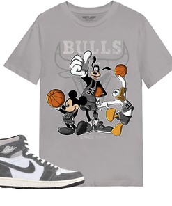 Disney Basketball Shirt Match Jordan 1 Washed Heritage Shirt In Color Grey