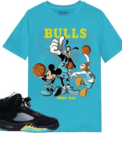 Disney Basketball Shirt Match Jordan 5 Aqua Shirt In Color Turquoise