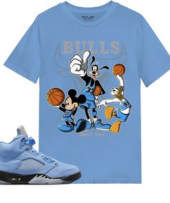 Disney Basketball Shirt Match Jordan 5 University Blue Shirt In Color Carolina Blue