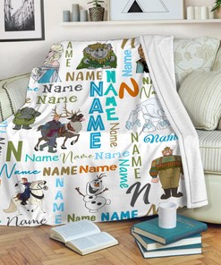 Disney Frozen Fleece Blanket, Custom Name Elsa Blanket, Elsa Anna Blanket For Bed Sofa, Christmas Birthday Gift