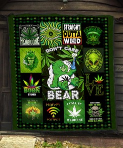 Don't Care Bear Weed Quilt Blanket, Cotton Quilting Bedding Set