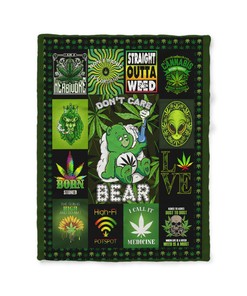 Don't Care Bear Weed Quilt Blanket, Cotton Quilting Bedding Set