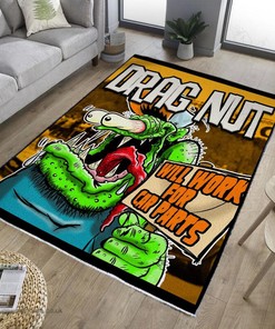 Drag Nut Rat Fink Area Rug Hot Rod Rug for Garage
