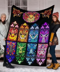 Eevee Evolution Pokemon Quilt Blanket, Special Birthday Gift