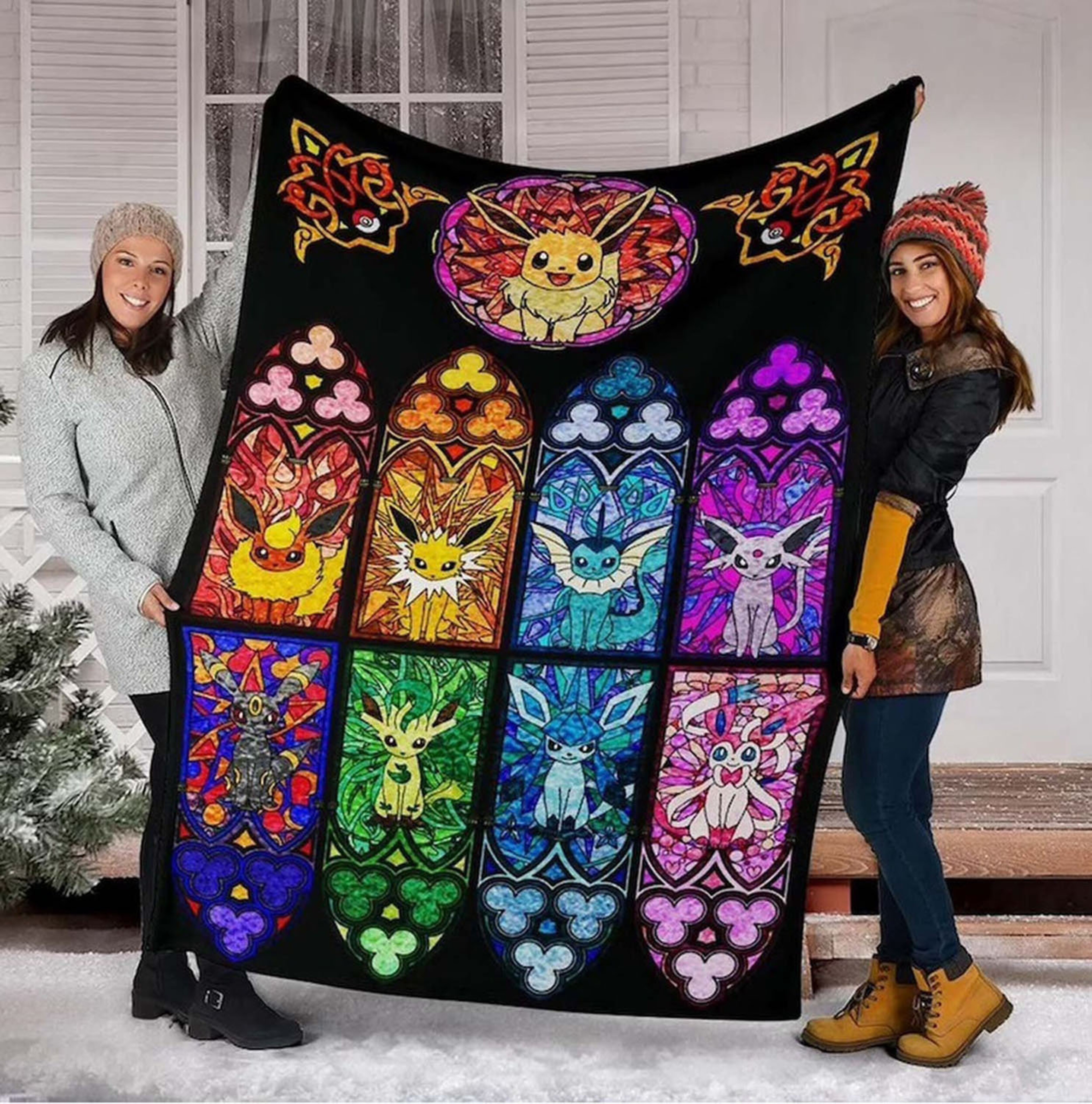 Eevee Evolution Pokemon Quilt Blanket, Special Birthday Gift