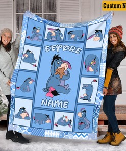 Eeyore Winnie The Pooh Fleece Sherpa Blanket, Character Tigger Bedding Decor, Kids Gift for Couch Sofa