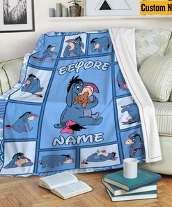 Eeyore Winnie The Pooh Fleece Sherpa Blanket, Character Tigger Bedding Decor, Kids Gift for Couch Sofa