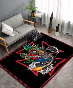 Embrace the Biker Spirit with the Rat Fink Motorcycle Rug - Perfect for Biker Dens