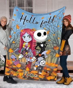 Fall Season Jack Skellington Blanket - Custom Name Stitch Halloween - The Nightmare Before Christmas Home Decor