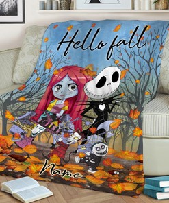 Fall Season Jack Skellington Blanket - Custom Name Stitch Halloween - The Nightmare Before Christmas Home Decor
