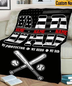Father's Day Baseball Dad Quilt Blanket, Best Dad Ever Quilt Blanket, Personalized Baseball Gift, Quilt Blanket for Dad