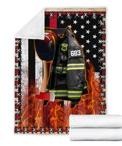 Firefighter Armor Name and Number Quilt Blanket, Personalized Firefighter Gift, Custom Fireman Blanket, Father's Day Blanket