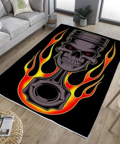 Flaming Piston Hot Rod Rug for Home Decoration