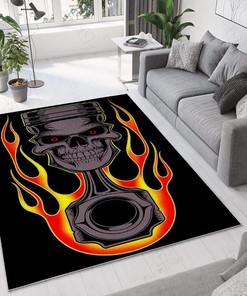 Flaming Piston Hot Rod Rug for Home Decoration