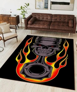Flaming Piston Hot Rod Rug for Home Decoration