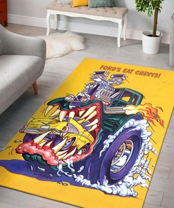 Fords Eat Chevys for Breakfast Hot Rod Rat Fink Rug Hot Rod Rug for Garage