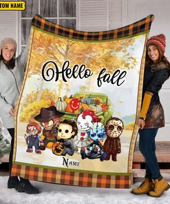 Friends Horror Characters Blanket - Hello Fall Serial Killer Blanket - Horror Movies Throw