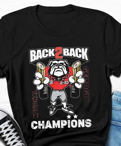 Georgia Bulldogs Uga Mascot Back 2 Back National Champions T-Shirt