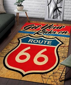 Get Your Kicks On Route 66 Area Rug - Perfect Rug for Hot Rod Lovers