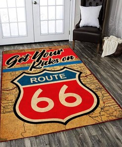 Get Your Kicks On Route 66 Area Rug - Perfect Rug for Hot Rod Lovers