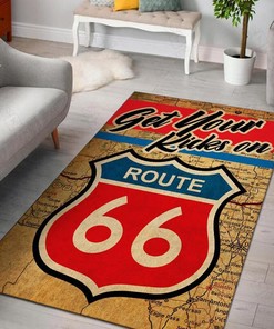 Get Your Kicks On Route 66 Area Rug - Perfect Rug for Hot Rod Lovers