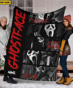 Ghost Face Blanket - Scream Movies Halloween - No You Hang Up - Scary Movie Custom Name