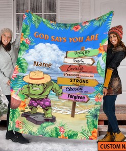 God Say You Are Unique Quilt Blanket - Hulk Fleece Blanket - Perfect Summer Vacation Gift