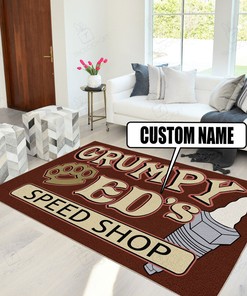 Grumpy Speed Shop Hot Rod Area Rug for Garage Decoration
