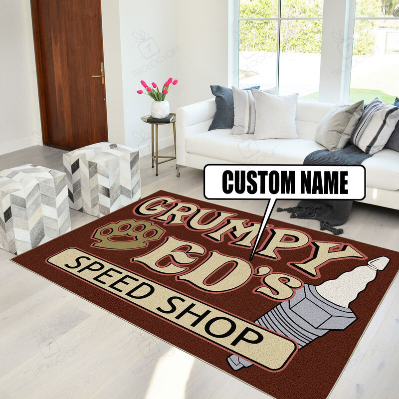 Grumpy Speed Shop Hot Rod Area Rug for Garage Decoration - Bluefink