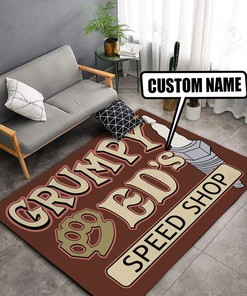 Grumpy Speed Shop Hot Rod Area Rug for Garage Decoration