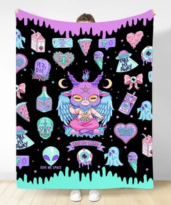 Halloween Horror Hotie Blanket - Halloween Pattern - Give Me Space Pumpkin Thanksgiving
