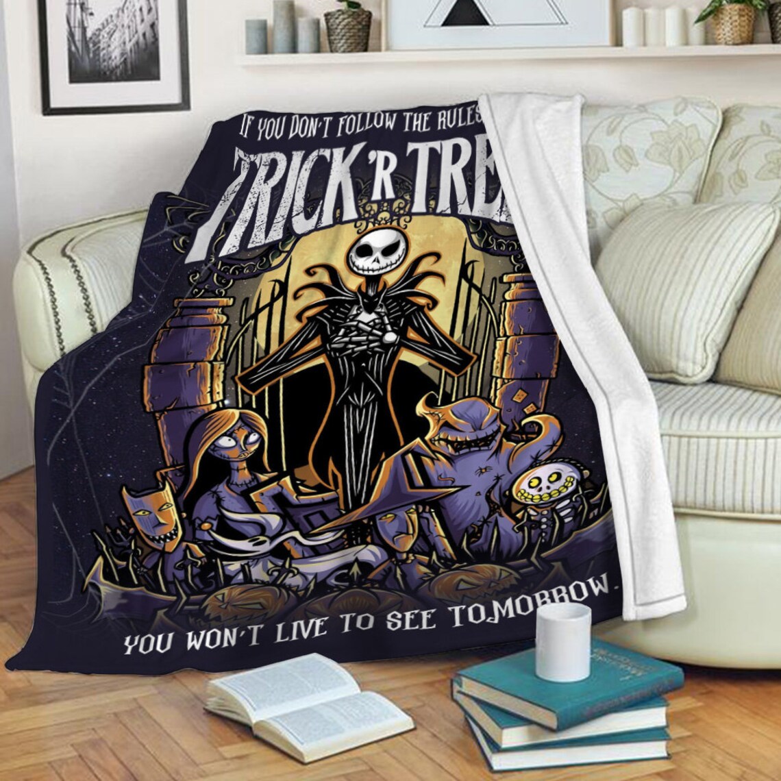Halloween Jack skellington Blanket, Nightmare Before Christmas Fleece Blanket, Jack Skellington