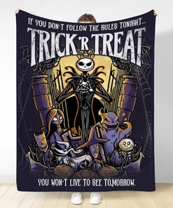 Halloween Jack skellington Blanket, Nightmare Before Christmas Fleece Blanket, Jack Skellington And Sally Sherpa Blanket