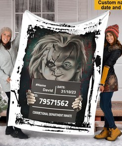 Halloween Play Chucky Blanket - Custom Name And Date - Creepy Halloween Gift