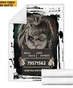 Halloween Play Chucky Blanket - Custom Name And Date - Creepy Halloween Gift