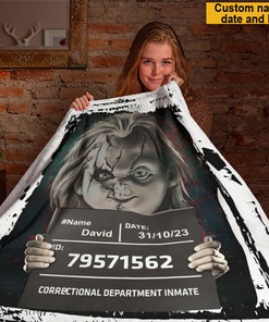Halloween Play Chucky Blanket - Custom Name And Date - Creepy Halloween Gift