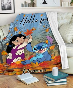 Halloween Stitch And Lilo Blanket - Custom Name Stitch Halloween Blanket - Fall Season Home Decor