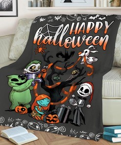 Happy Halloween Jack Skellington Blanket, The Nightmare Before Christmas Blanket, Jack Skellington And Sally Love Blanket , Christmas Gifts