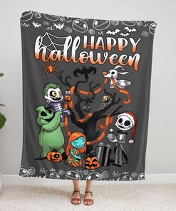 Happy Halloween Jack Skellington Blanket, The Nightmare Before Christmas Blanket, Jack Skellington And Sally Love Blanket , Christmas Gifts