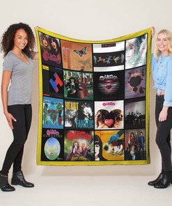 Heart Rock Band Albums Quilt Blanket, Rock Music Lovers Gift